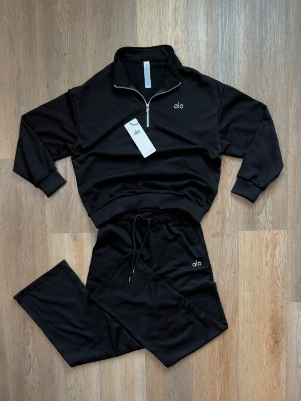 Alo Yoga Quarter Zip Pullover & Sweatpants Set Black Men's Size S